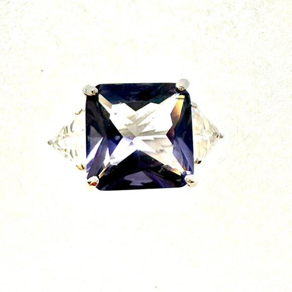 Lab Alexandrite Ring Sterling Silver 925 Square Cut, June Birthstone Size 9 - Picture 1 of 6